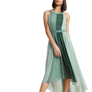 Modcloth dress Size M Green Peachy Queen colorblock hi lo Maxi